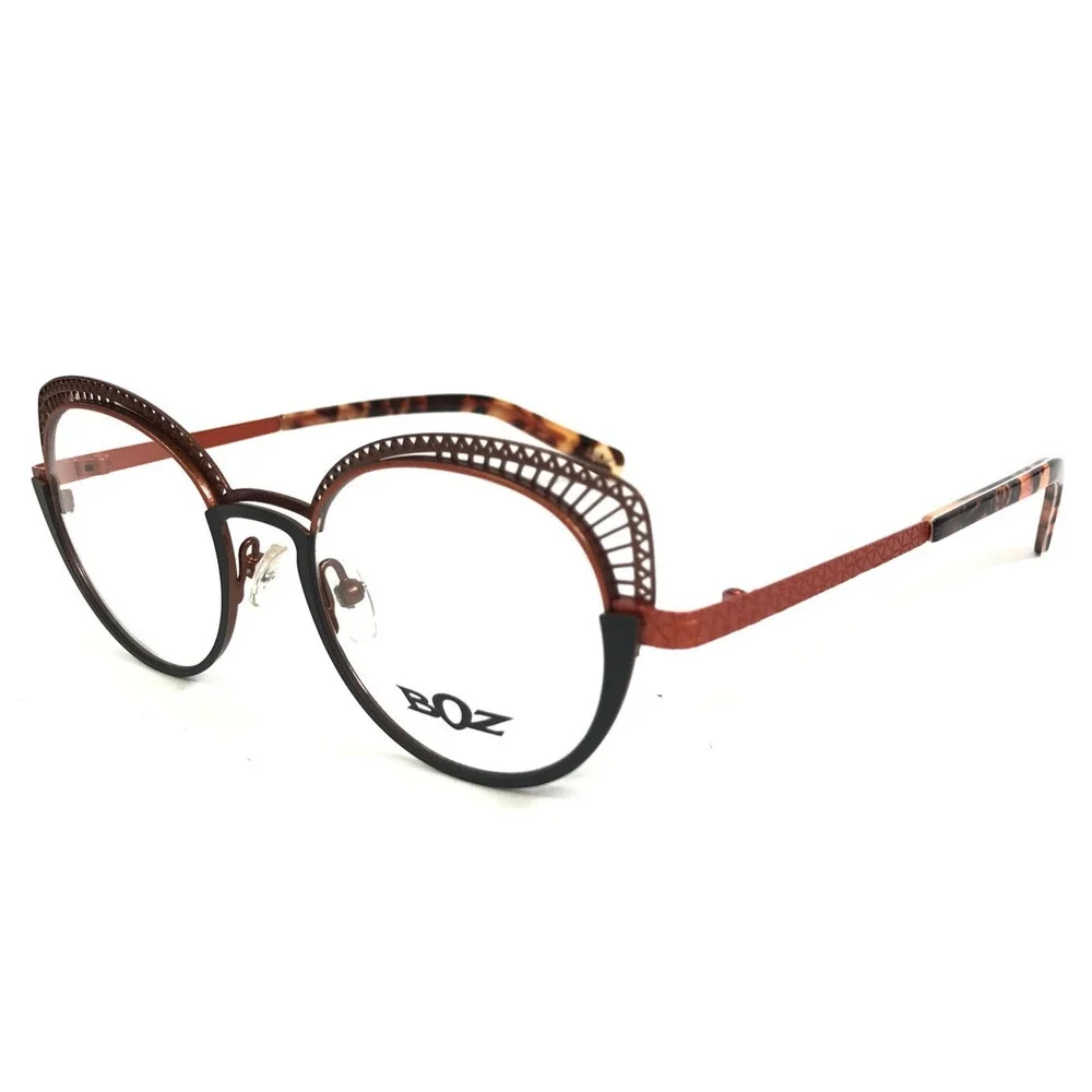BOZ Eyeglasses Frames ICACOS 9000 Satin Black Brown Orange Cat Eye 48-19-140
